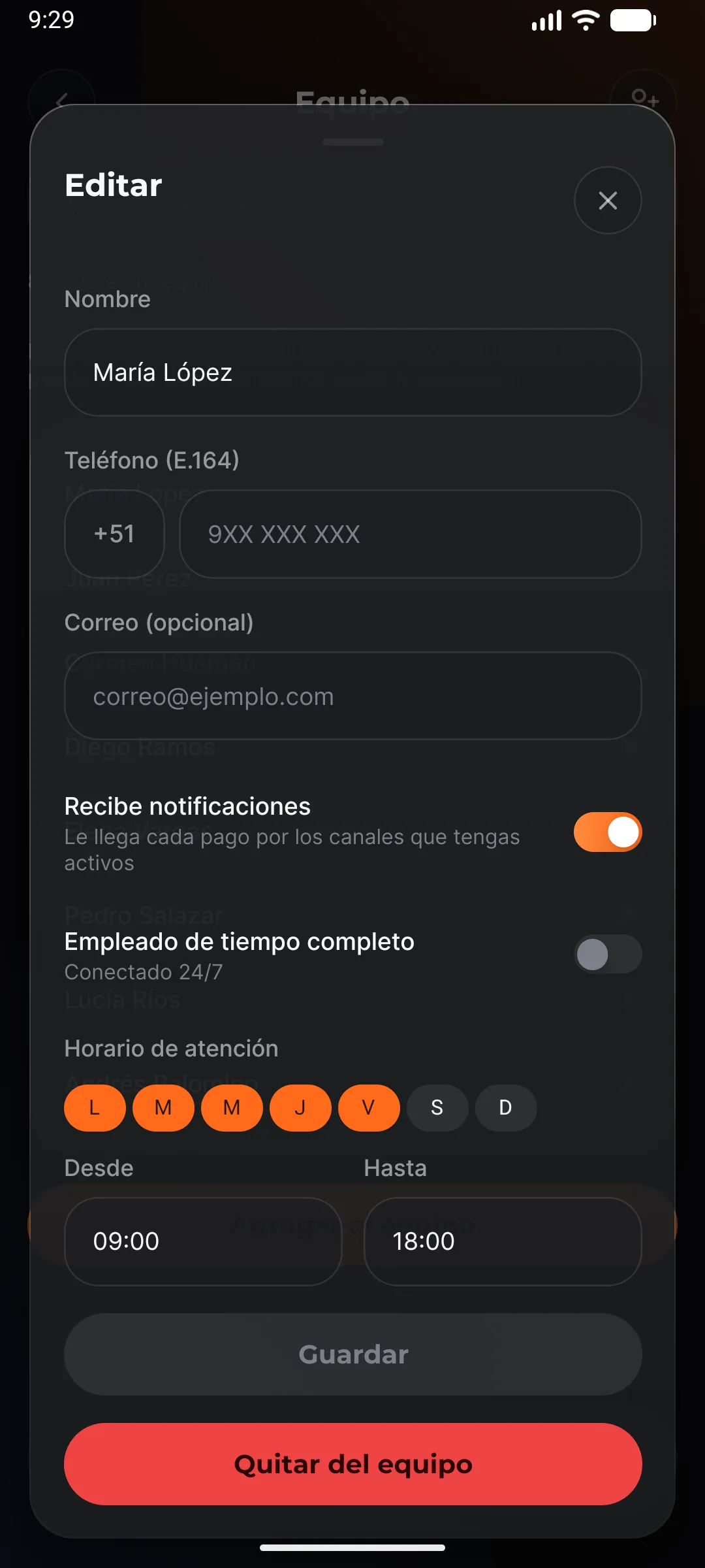 Detalle de integrante
